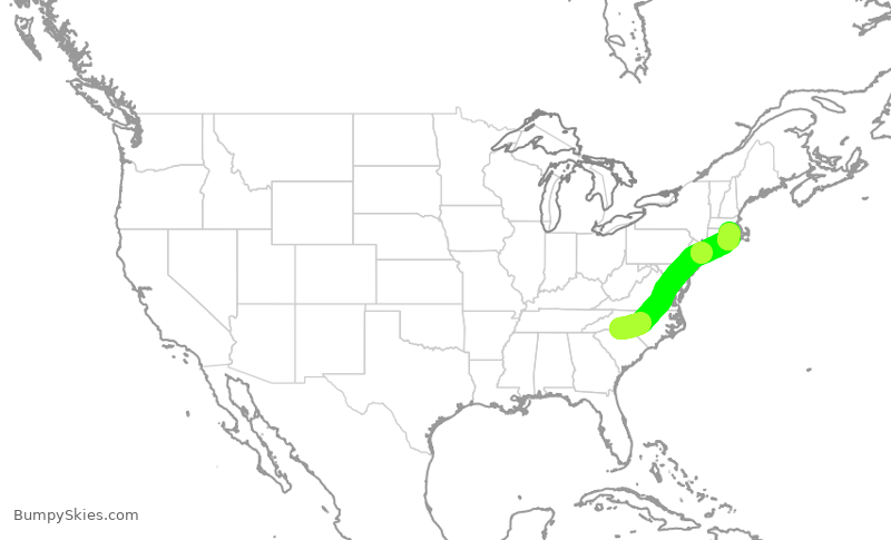 Turbulence forecast map for AAL2602, CLT to PVD