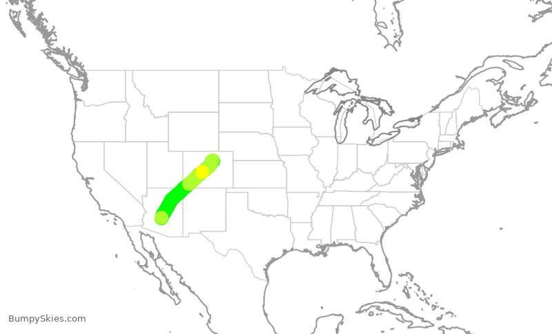 Turbulence forecast map for AAL2602, PHX to DEN