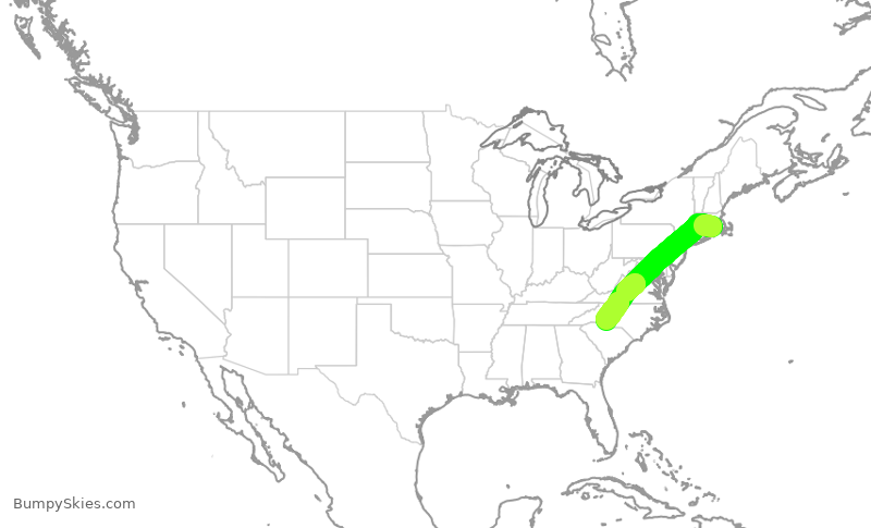 Turbulence forecast map for AAL2602, PVD to CLT