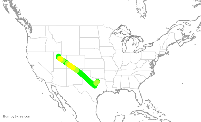 Turbulence forecast map for AAL2604, SLC to DFW