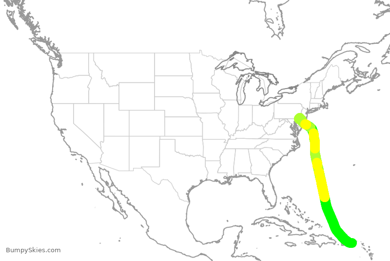 Turbulence forecast map for AAL2606, IST to PHL