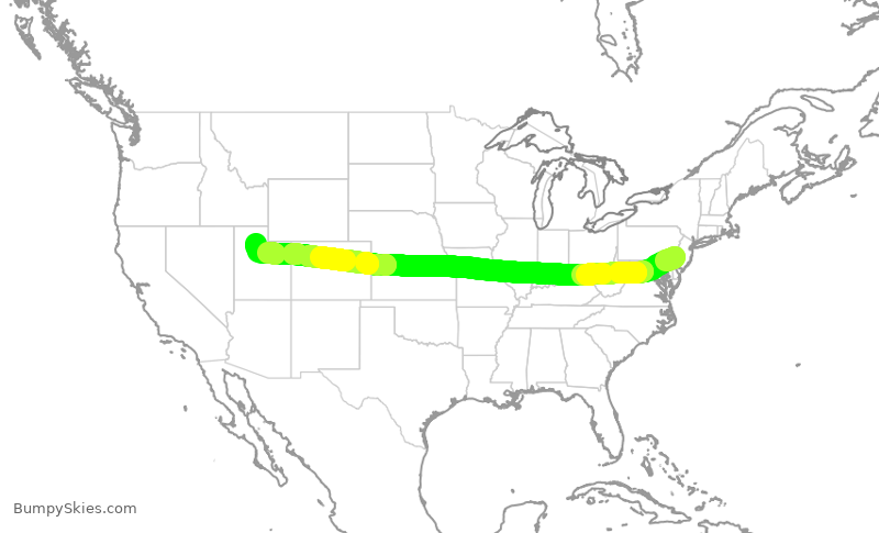 Turbulence forecast map for AAL2610, PHL to SLC