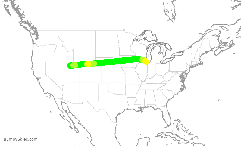 Turbulence forecast map for AAL2616, SLC to ORD