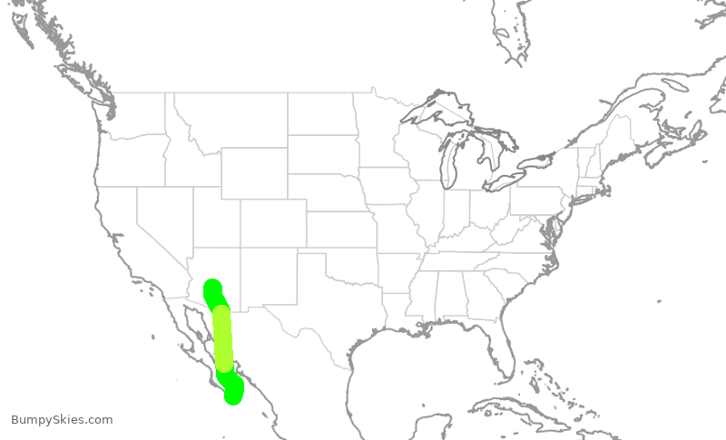Turbulence forecast map for AAL2623, PHX to MSD