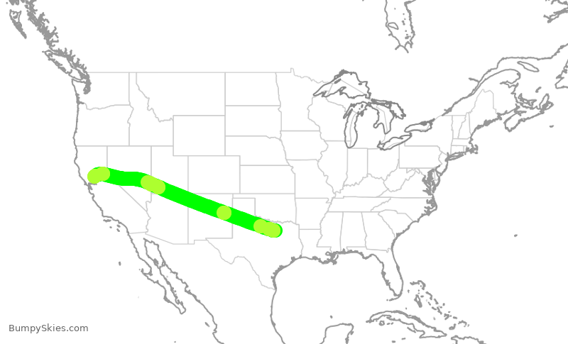 Turbulence forecast map for AAL2633, DFW to SMF