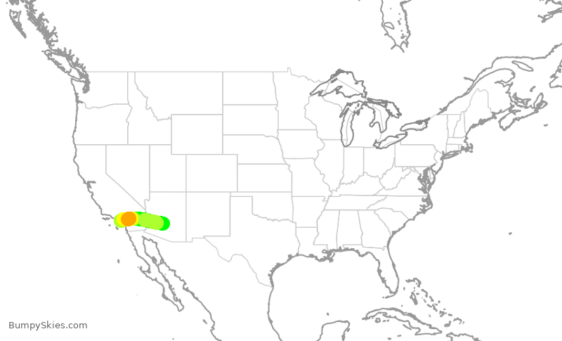 Turbulence forecast map for AAL2637, PHX to SNA