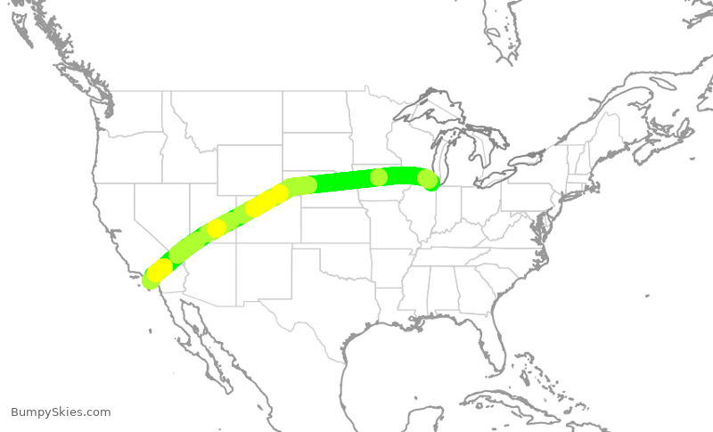 Turbulence forecast map for AAL2640, SNA to ORD