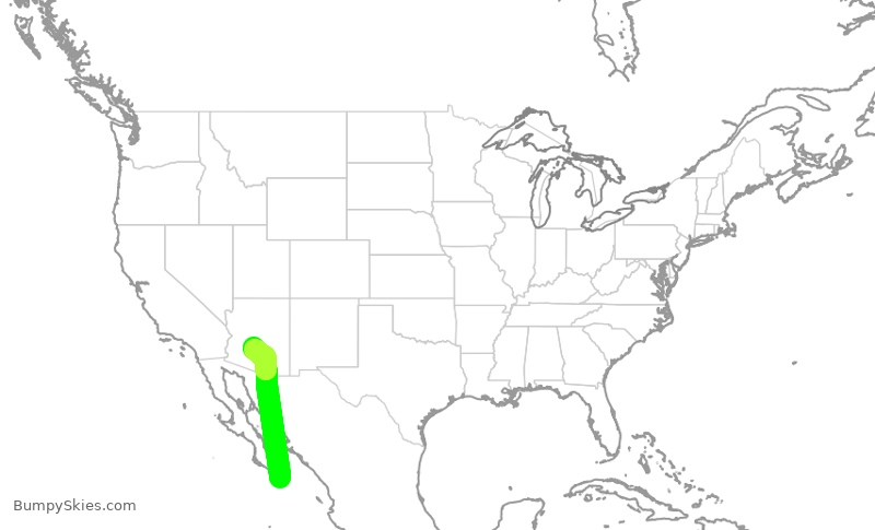 Turbulence forecast map for AAL2646, SJD to PHX