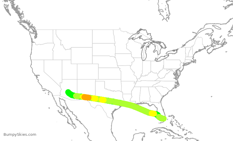 Turbulence forecast map for AAL2654, PHX to MIA