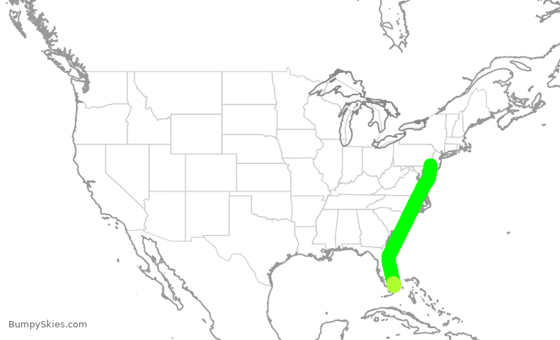 Turbulence forecast map for AAL2667, PHL to MIA