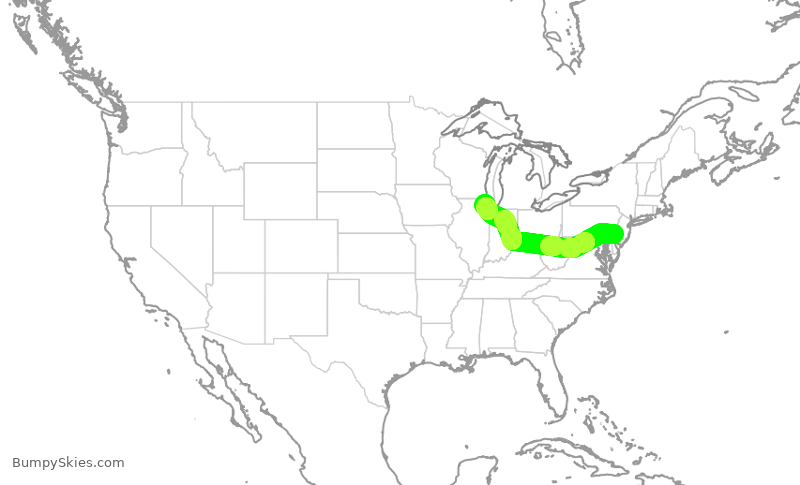 Turbulence forecast map for AAL2668, PHL to ORD