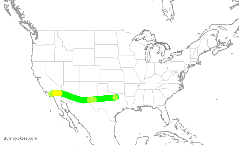 Turbulence forecast map for AAL2672, DFW to SNA