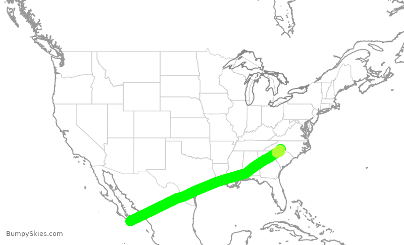 Turbulence forecast map for AAL2676, SJD to CLT
