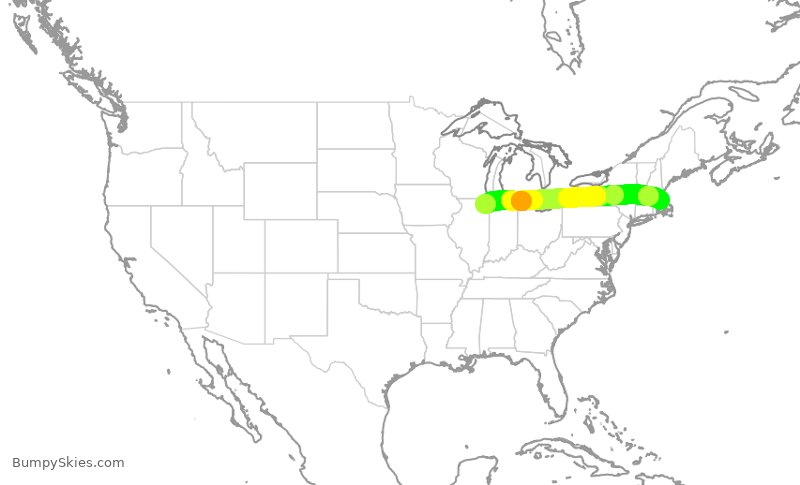 Turbulence forecast map for AAL2682, ORD to BOS