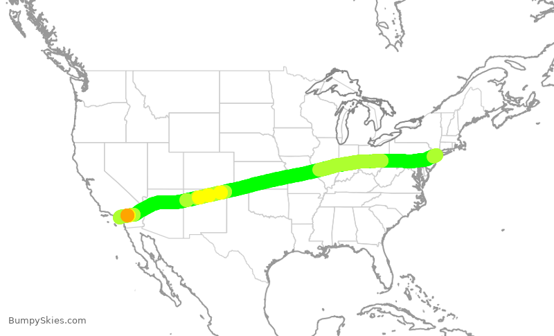 Turbulence forecast map for AAL2683, JFK to SNA