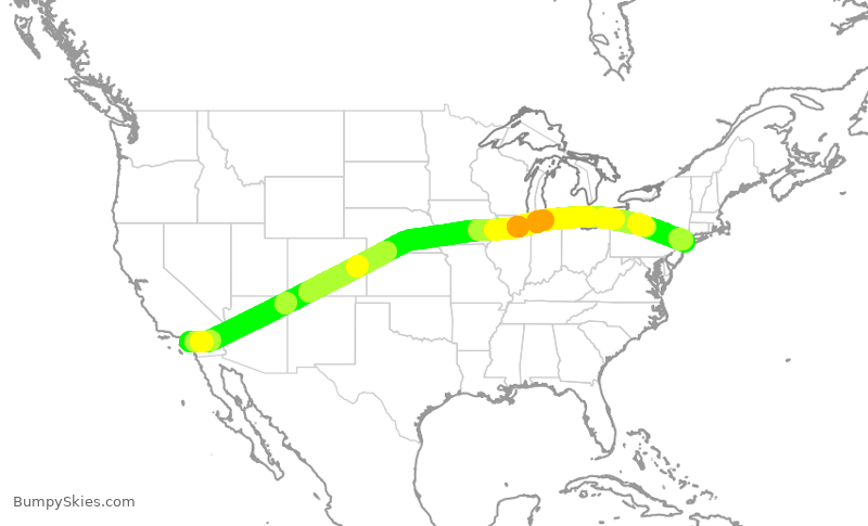 Turbulence forecast map for AAL2683, SNA to JFK