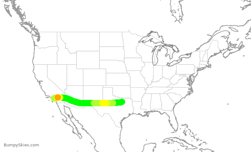 Turbulence forecast map for AAL2684, DFW to SNA