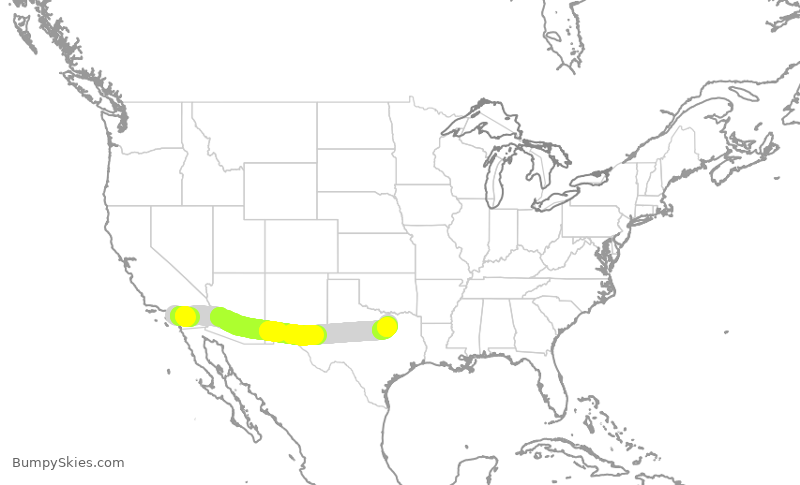 Turbulence forecast map for AAL2684, SNA to DFW