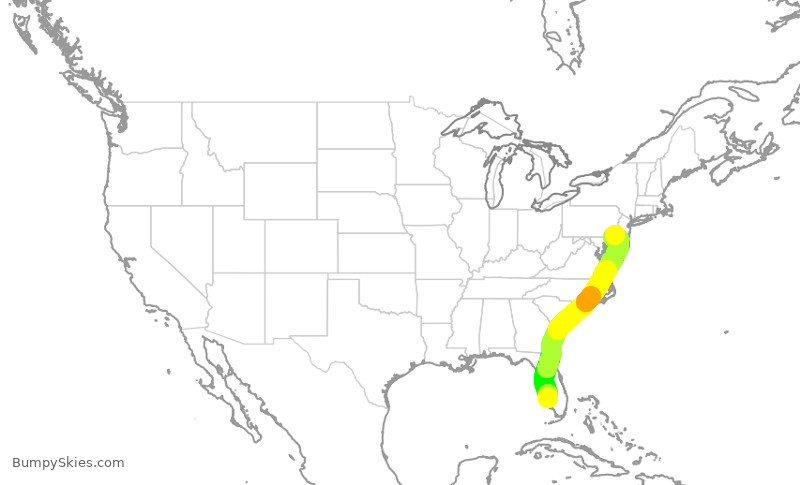 Turbulence forecast map for AAL2685, RSW to PHL