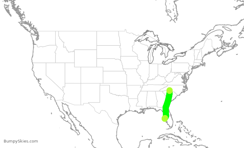 Turbulence forecast map for AAL2693, CLT to SRQ