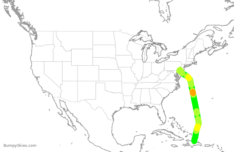 Turbulence forecast map for AAL2697, STI to PHL