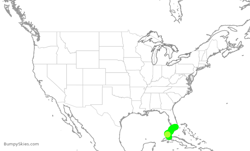 Turbulence forecast map for AAL2699, MIA to UHA