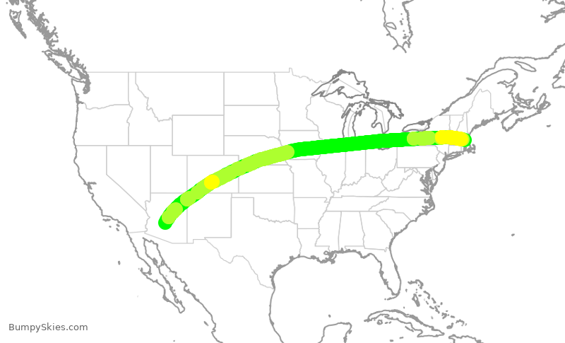 Turbulence forecast map for AAL2701, PHX to BOS