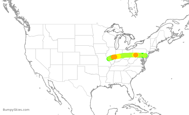 Turbulence forecast map for AAL2714, PHL to STL