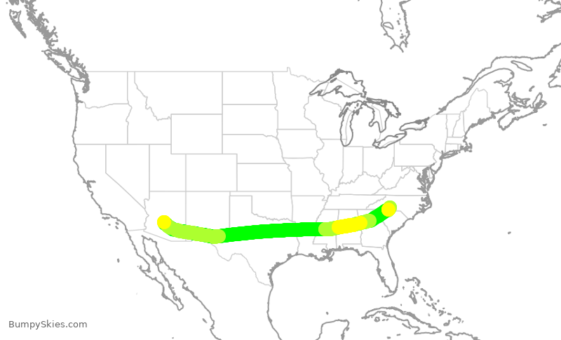 Turbulence forecast map for AAL2714, PHX to CLT