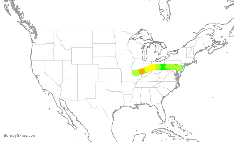 Turbulence forecast map for AAL2714, STL to PHL