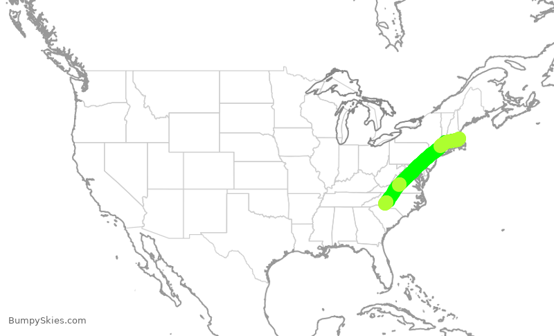 Turbulence forecast map for AAL2715, BOS to CLT
