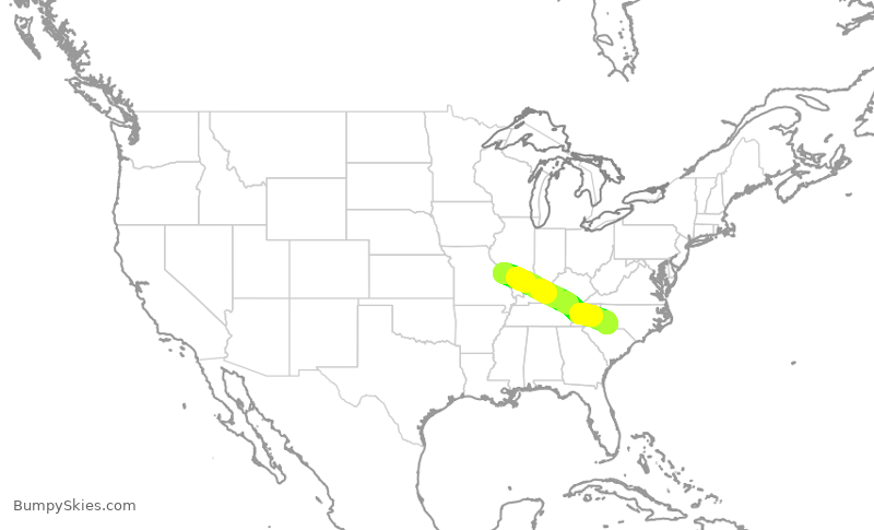 Turbulence forecast map for AAL2717, STL to CLT