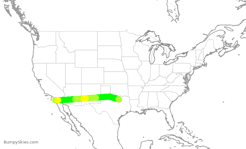 Turbulence forecast map for AAL2719, DFW to SAN