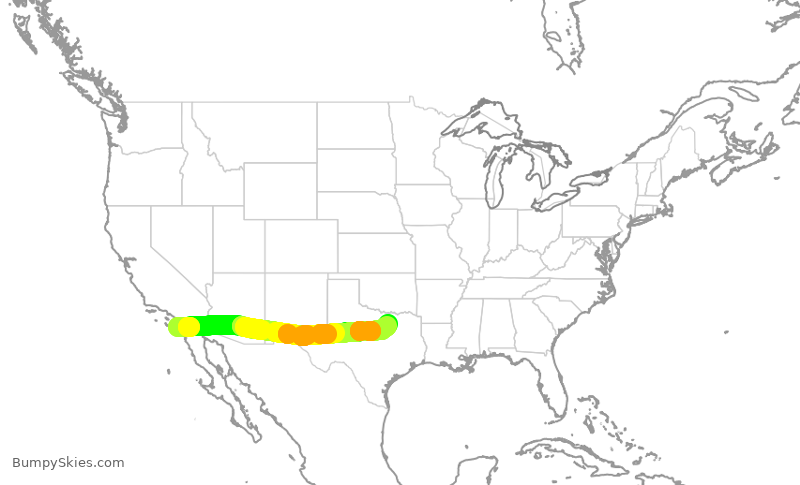 Turbulence forecast map for AAL2719, SAN to DFW