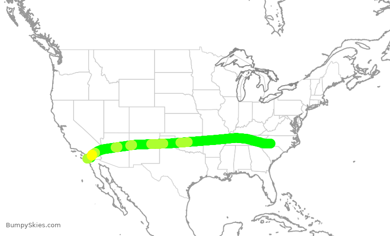 Turbulence forecast map for AAL2720, CLT to SAN