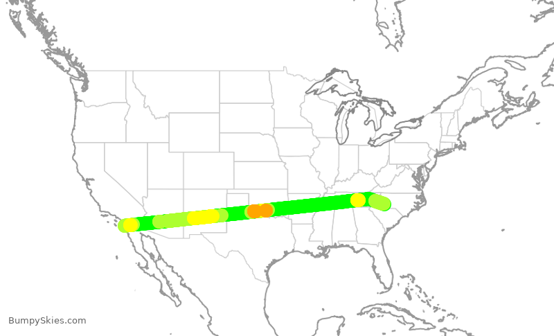 Turbulence forecast map for AAL2720, SAN to CLT