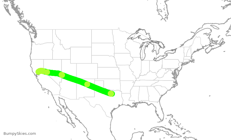 Turbulence forecast map for AAL2723, DFW to SMF