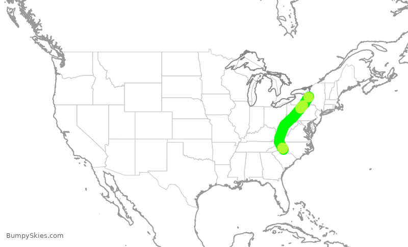 Turbulence forecast map for AAL2730, SYR to CLT