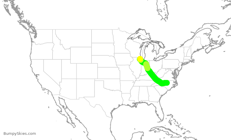 Turbulence forecast map for AAL2732, RDU to ORD