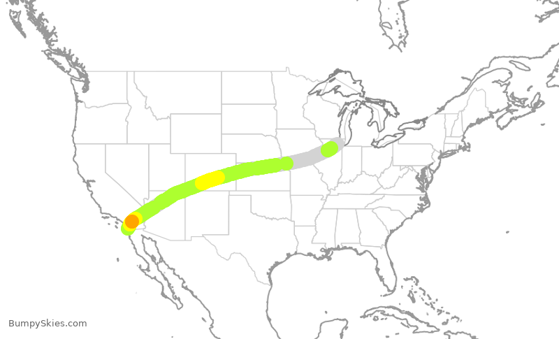 Turbulence forecast map for AAL2733, SAN to ORD