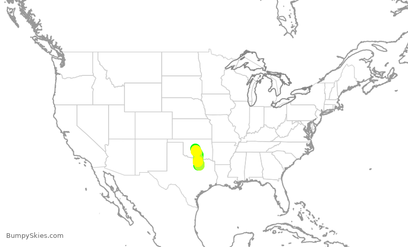 Turbulence forecast map for AAL2734, DFW to OKC