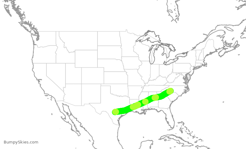 Turbulence forecast map for AAL2744, CLT to SAT