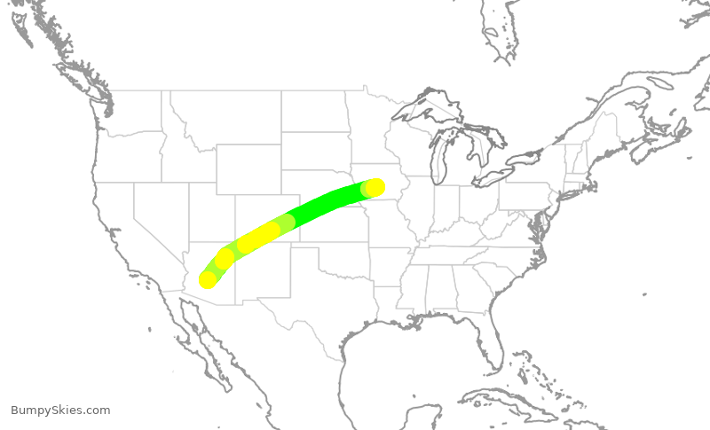 Turbulence forecast map for AAL2744, PHX to DSM
