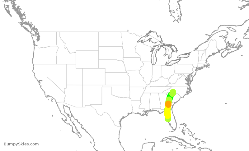 Turbulence forecast map for AAL2753, TPA to CLT