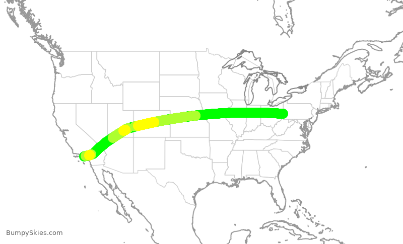 Turbulence forecast map for AAL2754, PIT to LAX