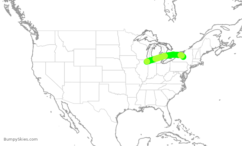 Turbulence forecast map for AAL2755, ORD to SYR