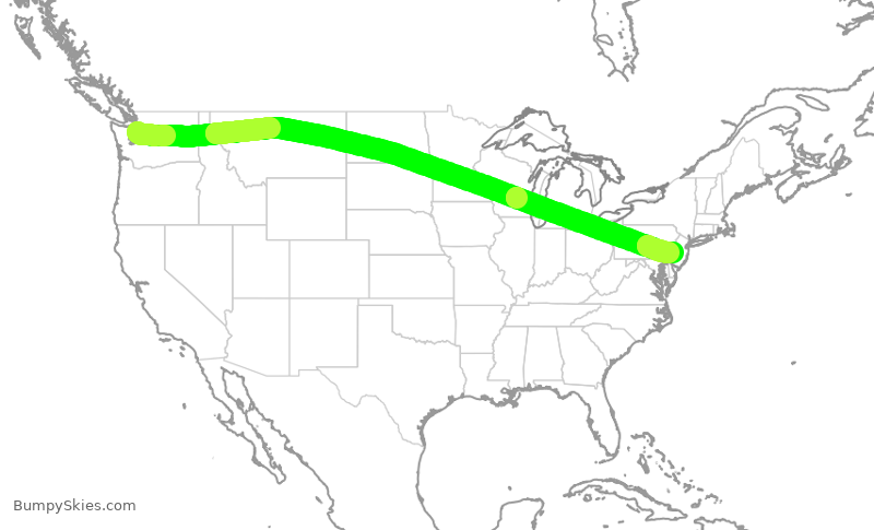Turbulence forecast map for AAL2763, SEA to PHL