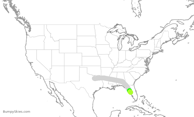 Turbulence forecast map for AAL2767, DFW to TPA