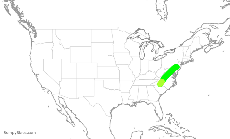 Turbulence forecast map for AAL2767, PHL to CLT