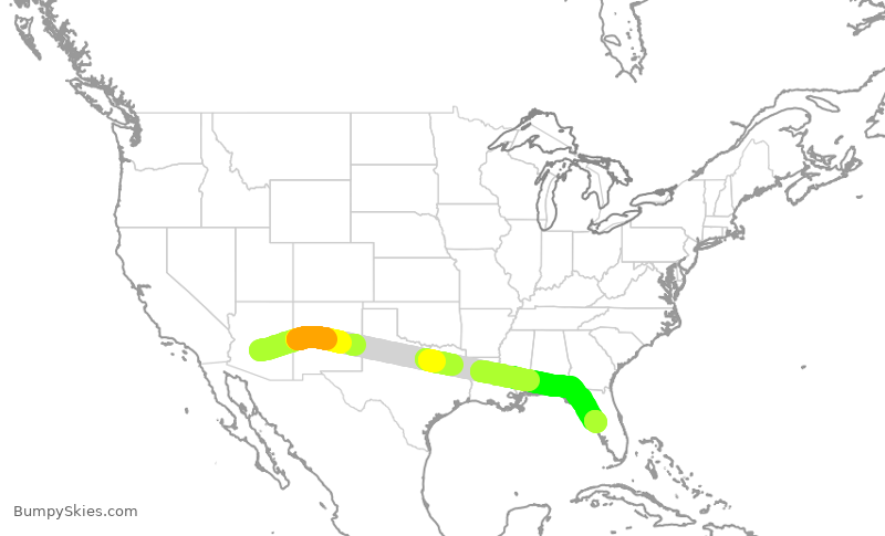 Turbulence forecast map for AAL2772, PHX to TPA